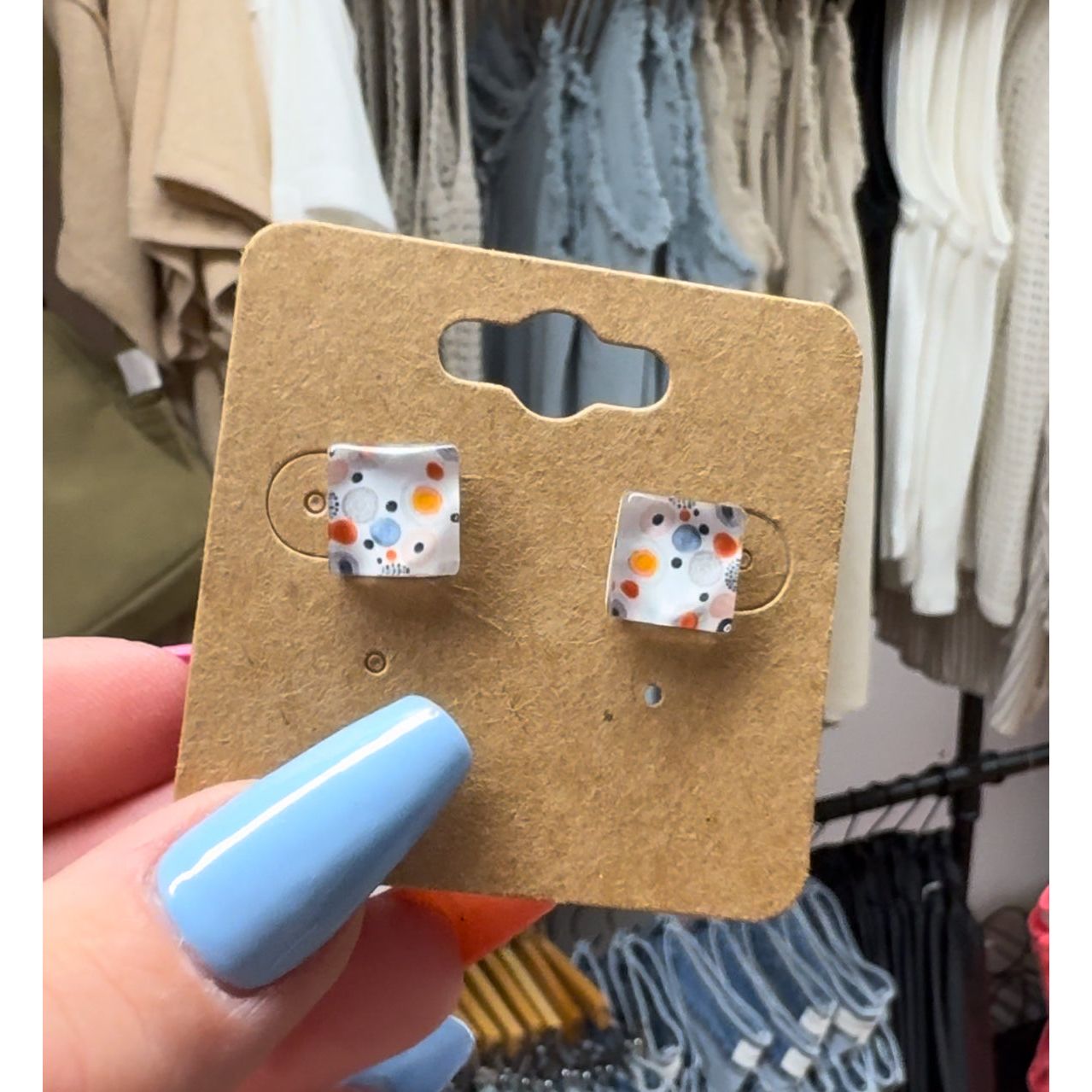 Dots Acrylic Square Earrings